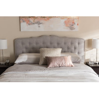 Baxton Studio BBT6625-Greyish Beige-Queen HB-H1217-14 Lucy Modern and Contemporary Greyish Beige Fabric Queen Size Headboard
